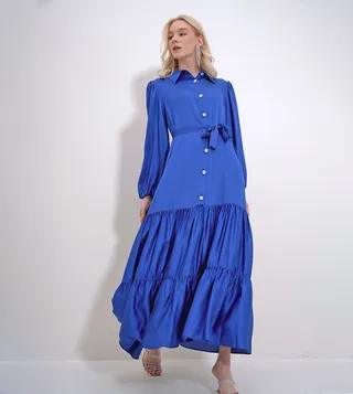 Long Sleeves Ruffled Maxi Dress