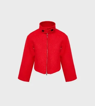 Collar Detailed Boucle Jacket Coat