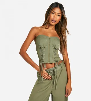 Double Lace Zip Up Corset Top