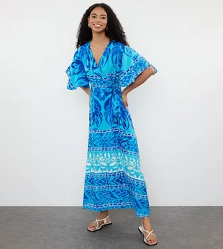 Printed Double Breasted Maxi Dress