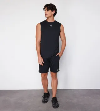 Black Reflective Printed Active Shorts