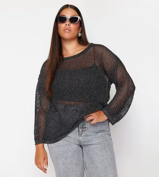 Openwork Long Sleeves Top