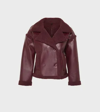Faux Leather Plush Lined Coat