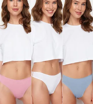 Pack of 3 Lace Trim Thong Briefs