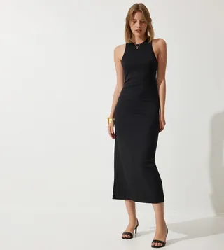 Solid Halterneck Knitted Bodycon Dress