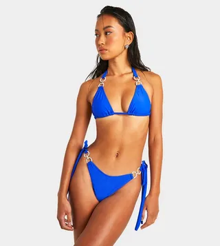 Diamante Trim Tie Side Bikini Bottom