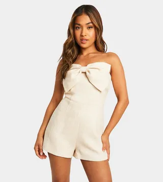 Petite Boucle Tailored Bow Detail Playsuit
