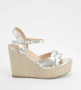 Metallic Front Espadrille Wedge Sandals