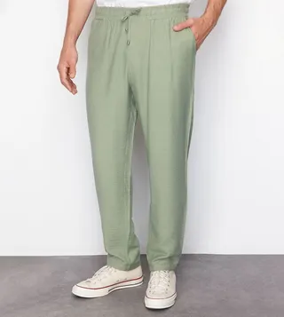 Drawstring Waist Tapered Fit Pants