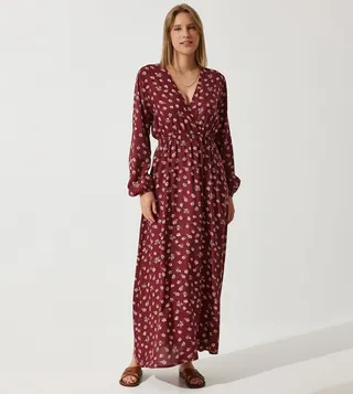 Floral Printed V-Neck Maxi Dress