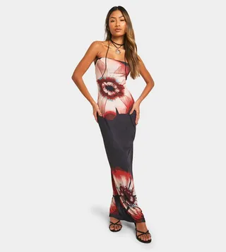 Floral Print Bandeau Maxi Dress