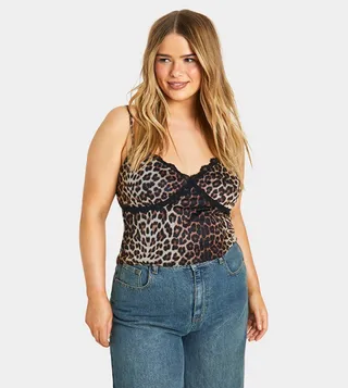 Leopard Print Mesh Cami Top