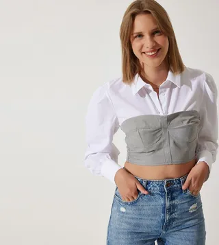 Color Block Crop Top