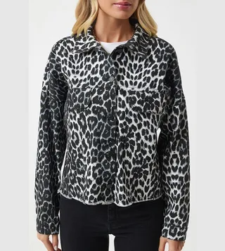 Leopard Patterned Denim Jacket