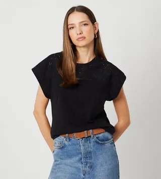 Broderie Yoke Insert Top