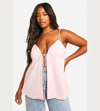 Rose Detail Tie Front Cami Top