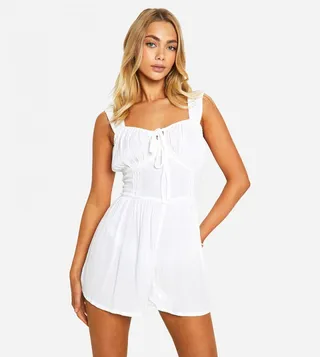 Cotton Broderie Milkmaid Playsuit