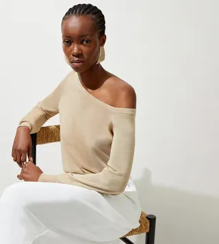 Solid Asymmetric Shoulder Top