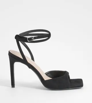 Square Toe Ankle Wrap Heel Sandals