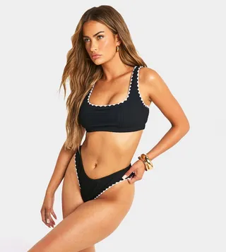 Crinkle Contrast Edge Hipster Bikini Bottom
