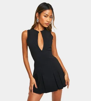 Solid Tennis Skort Mini Playsuit