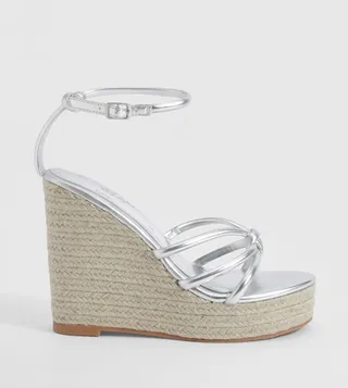 Wide Fit Knot Detail 2 Part High Wedge Sandals