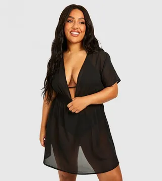 Shirred Waist Mini Beach Kaftan