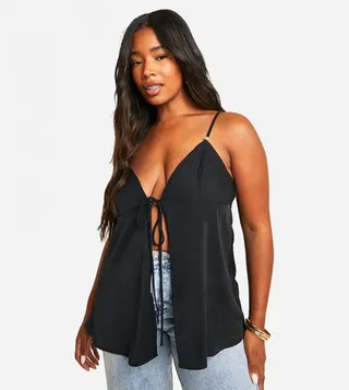 Rose Detail Tie Front Cami Top