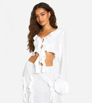 Chiffon Ruffle Crop Top