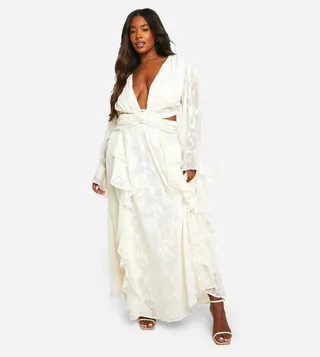 Textured Cut-Out Detail Maxi Dress