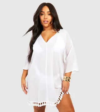 Tassel Hem Cover Up Beach Dress