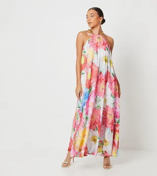Petite Printed Chain Trapeze Maxi Dress