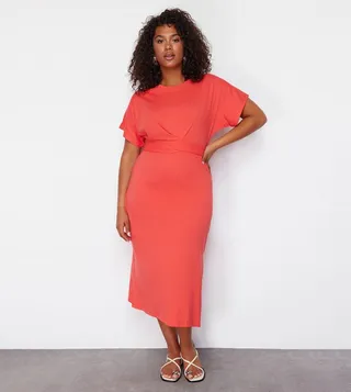 Solid Knitted Midi Dress