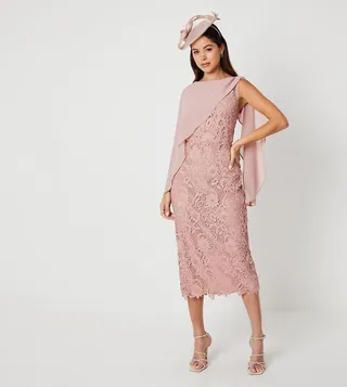 Drape Overlay Lace Pencil Dress
