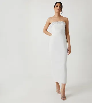 Premium Pearl and Jewel Bandeau Wedding Dress