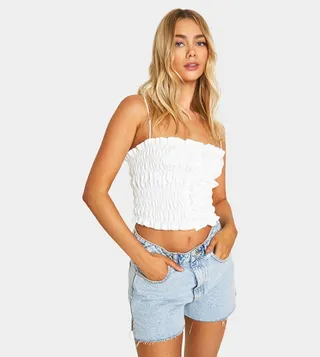 Shirred Jean Grazer Crop Cami Top