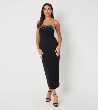 Premium Pearl and Jewel Bandeau Dress