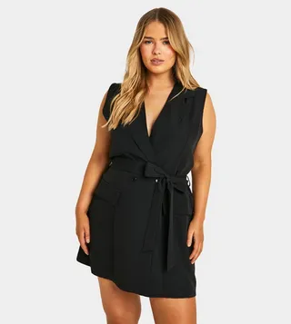 Sleeveless Pocket Detail Blazer Mini Dress