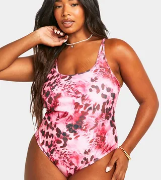 Abstract Animal Print Strappy Swimsuit