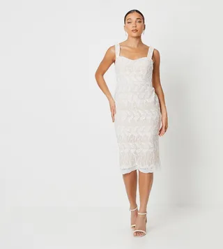 Petite Lace Pencil Midi Dress