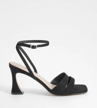 Wide Fit Double Strap Flare Heel Sandals