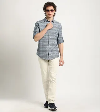 Printed Roll-Up Sleeves Shirt