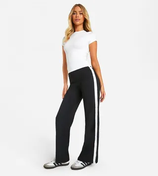 Side Striped Wide Leg Trousers