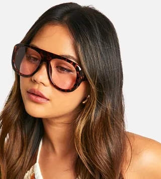 Patterned Frame Shield Sunglasses