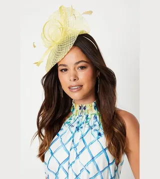Open Weave Bow and Feather Fascinator