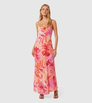 VALERIE Printed Strappy Maxi Dress