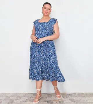 Curve Ruffle Detail Woven Dress