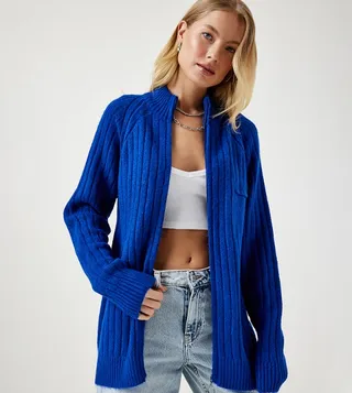 Ribbed Long Sleeves Cardigan