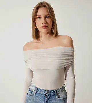 Solid Off Shoulder Top