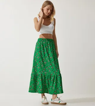 Floral Print Viscose Skirt